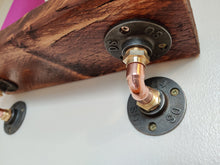 Load image into Gallery viewer, Compact Rustic Shelf & Industrial Copper Pipe Shelf Brackets