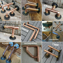 Load image into Gallery viewer, Compact Rustic Shelf & Industrial Copper Pipe Shelf Brackets