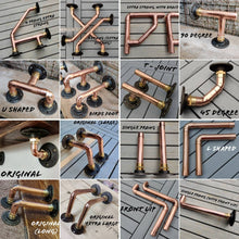 Load image into Gallery viewer, Chunky Rustic Shelf & Industrial Designed Copper Pipe Shelf Brackets - Industrial/ Reclaimed Wood/ Steampunk/ Modern