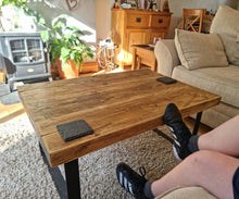 Load image into Gallery viewer, Chunky Rustic Rectangular Coffee Table, with Steel Hairpin Legs