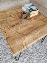 Load image into Gallery viewer, Chunky Rustic Coffee Table, with Steel Hairpin Legs