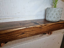 Load image into Gallery viewer, Chunky Rustic Shelf & Industrial Designed Copper Pipe Shelf Brackets - Industrial/ Reclaimed Wood/ Steampunk/ Modern