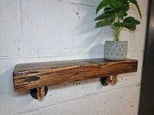 Load image into Gallery viewer, Chunky Rustic Shelf & Industrial Designed Copper Pipe Shelf Brackets - Industrial/ Reclaimed Wood/ Steampunk/ Modern