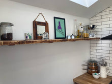 Load image into Gallery viewer, Coloured Raw Steel Shelf Brackets & Rustic Shelf | Industrial Shelf | Reclaimed Wood | Steam Punk Style | Industrial Wall Shelving | Pipe