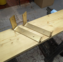 Load image into Gallery viewer, Coloured Raw Steel Shelf Brackets & Rustic Shelf | Industrial Shelf | Reclaimed Wood | Steam Punk Style | Industrial Wall Shelving | Pipe