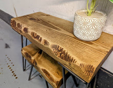 Load image into Gallery viewer, Chunky 'Live Edge' Rustic Nest of Tables, supported by Steel Hairpin Legs | Plant Stand | Reclaimed Wood | Waney Edge