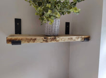 Load image into Gallery viewer, Coloured Rustic Shelves & Raw Steel Shelf Brackets | Reclaimed Wood | Scaffold Boards | Home Decor | Wall Mounted Shelves
