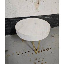 Load image into Gallery viewer, Chunky Round Milking Stool/ Side Table, with Steel Hairpin Legs| Reclaimed Wood| Rustic