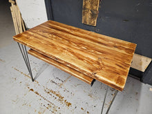 Load image into Gallery viewer, Chunky Rustic Desk, with Retractable Keyboard Shelf & Steel Hairpin Legs| Scandinavian Redwood| Reclaimed Wood