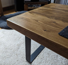 Load image into Gallery viewer, Chunky Rustic Rectangular Coffee Table, with Raw Steel Box Legs| Scandinavian Redwood