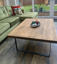 Load image into Gallery viewer, Chunky Rustic Rectangular Coffee Table, with Raw Steel Box Legs| Scandinavian Redwood