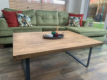 Load image into Gallery viewer, Chunky Rustic Rectangular Coffee Table, with Raw Steel Box Legs| Scandinavian Redwood