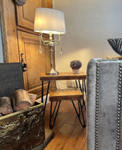 Load image into Gallery viewer, Chunky Rustic Nest of Tables, supported by Steel Hairpin Legs (Reclaimed Wood)