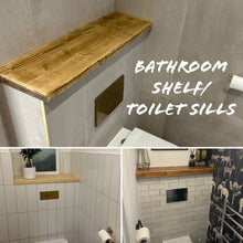 Load image into Gallery viewer, Rustic Bathroom Shelf | Toilet Sill | Reclaimed Wood | Window Ledge Shelf | Window Sill | Toilet Shelf Farmhouse Decor | Wood Shelf |