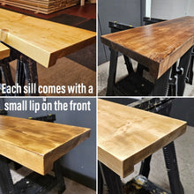 Load image into Gallery viewer, Rustic Window Sills, with Front Lip | Window Ledge Shelf | Farmhouse Decor | Wood Display Stand | Bathroom Sill | Plant Stand