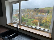 Load image into Gallery viewer, Thin Window Sills, with Front Lip & Corner Notches | Window Ledge Shelf | Farmhouse Decor | Wood Display Stand | Bathroom Sill | Rustic