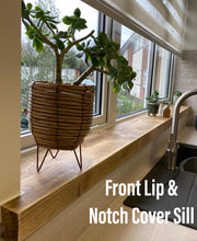 Load image into Gallery viewer, Rustic Window Sills, with Front Lip & Corner Notch Covers | Window Ledge Shelf | Farmhouse Decor | Wood Display Stand | Bathroom Sill