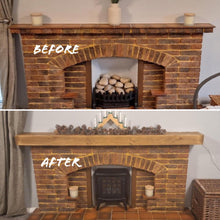 Load image into Gallery viewer, Chunky Rustic Mantel Cover | Shelf Topper | Window Ledge Shelf | Farmhouse Decor | Wood Display Stand | Bathroom Sill | Wood Fascia