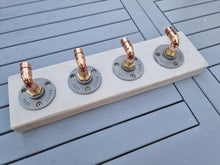 Load image into Gallery viewer, Copper Pipe Coat/ Towel Hooks, with Rustic Back Board