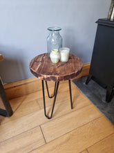 Load image into Gallery viewer, Round Rustic Side/ Coffee Tables, with Steel Hairpin Legs (Multiple Sizes)