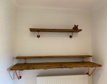 Load image into Gallery viewer, Rustic Two-Tier Breakfast Bar, Supported by Industrial Strength Copper Pipe Brackets