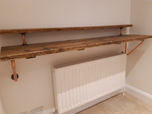 Load image into Gallery viewer, Rustic Two-Tier Breakfast Bar, Supported by Industrial Strength Copper Pipe Brackets