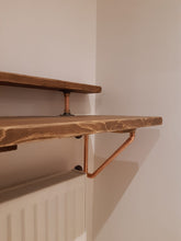 Load image into Gallery viewer, Rustic Two-Tier Breakfast Bar, Supported by Industrial Strength Copper Pipe Brackets