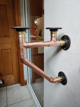 Load image into Gallery viewer, Rustic Two-Tier Breakfast Bar, Supported by Industrial Strength Copper Pipe Brackets