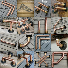 Load image into Gallery viewer, Industrial Designed Chrome, Copper Pipe, Raw Steel & Cast Iron Shelf Brackets