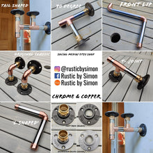 Load image into Gallery viewer, Industrial Designed Chrome, Copper Pipe, Raw Steel & Cast Iron Shelf Brackets
