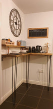 Load image into Gallery viewer, Two-Tier Corner Breakfast Bar, with Steel Hairpin Legs