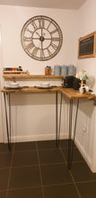 Load image into Gallery viewer, Two-Tier Corner Breakfast Bar, with Steel Hairpin Legs