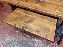 Load image into Gallery viewer, Rustic Desk, with Retractable Keyboard Shelf & Industrial Steel Legs