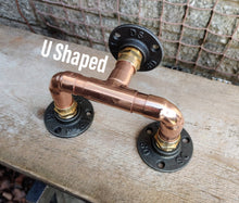 Load image into Gallery viewer, Industrial Designed Chrome, Copper Pipe, Raw Steel & Cast Iron Shelf Brackets
