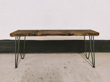 Load image into Gallery viewer, Rustic Dining Table, with One, or Two Benches, with Steel Hairpin Legs