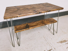 Load image into Gallery viewer, Rustic Dining Table, with One, or Two Benches, with Steel Hairpin Legs