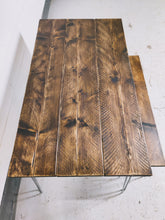 Load image into Gallery viewer, Rustic Dining Table, with One, or Two Benches, with Steel Hairpin Legs