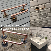 Load image into Gallery viewer, Industrial Designed Copper Pipe Towel Rail & Loo Roll Holder Set