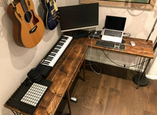 Load image into Gallery viewer, Rustic Corner Desk, with Steel Hairpin Legs