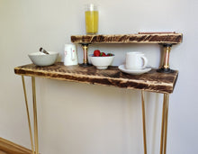 Load image into Gallery viewer, Rustic Two-Tier Breakfast Bar Supported by Steel Hairpin Legs