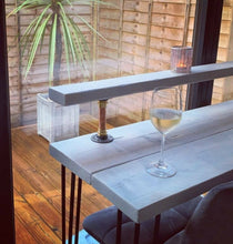 Load image into Gallery viewer, Rustic Two-Tier Breakfast Bar Supported by Steel Hairpin Legs