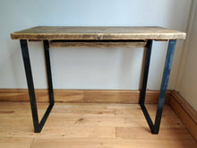 Load image into Gallery viewer, Rustic Desk, with Retractable Keyboard Shelf & Industrial Steel Legs