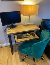 Load image into Gallery viewer, Rustic Desk, with Retractable Keyboard Shelf & Industrial Steel Legs