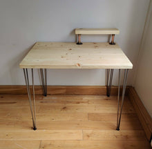 Load image into Gallery viewer, Rustic Desk, with Half Shelf & Steel Hairpin Legs