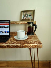 Load image into Gallery viewer, Rustic Desk, with Full Slim Shelf & Hairpin Legs