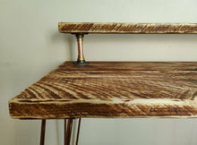 Load image into Gallery viewer, Rustic Desk, with Full Slim Shelf & Hairpin Legs