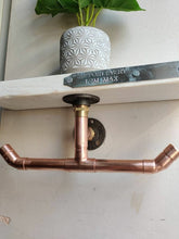 Load image into Gallery viewer, Rustic Shelf & Copper Pipe Double Toilet Roll Holder