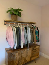 Load image into Gallery viewer, Rustic Shelf & Copper/ Chrome Pipe Rail