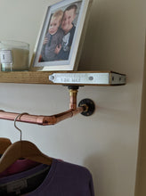 Load image into Gallery viewer, Rustic Shelf & Copper/ Chrome Pipe Rail