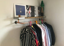 Load image into Gallery viewer, Rustic Shelf & Copper/ Chrome Pipe Rail